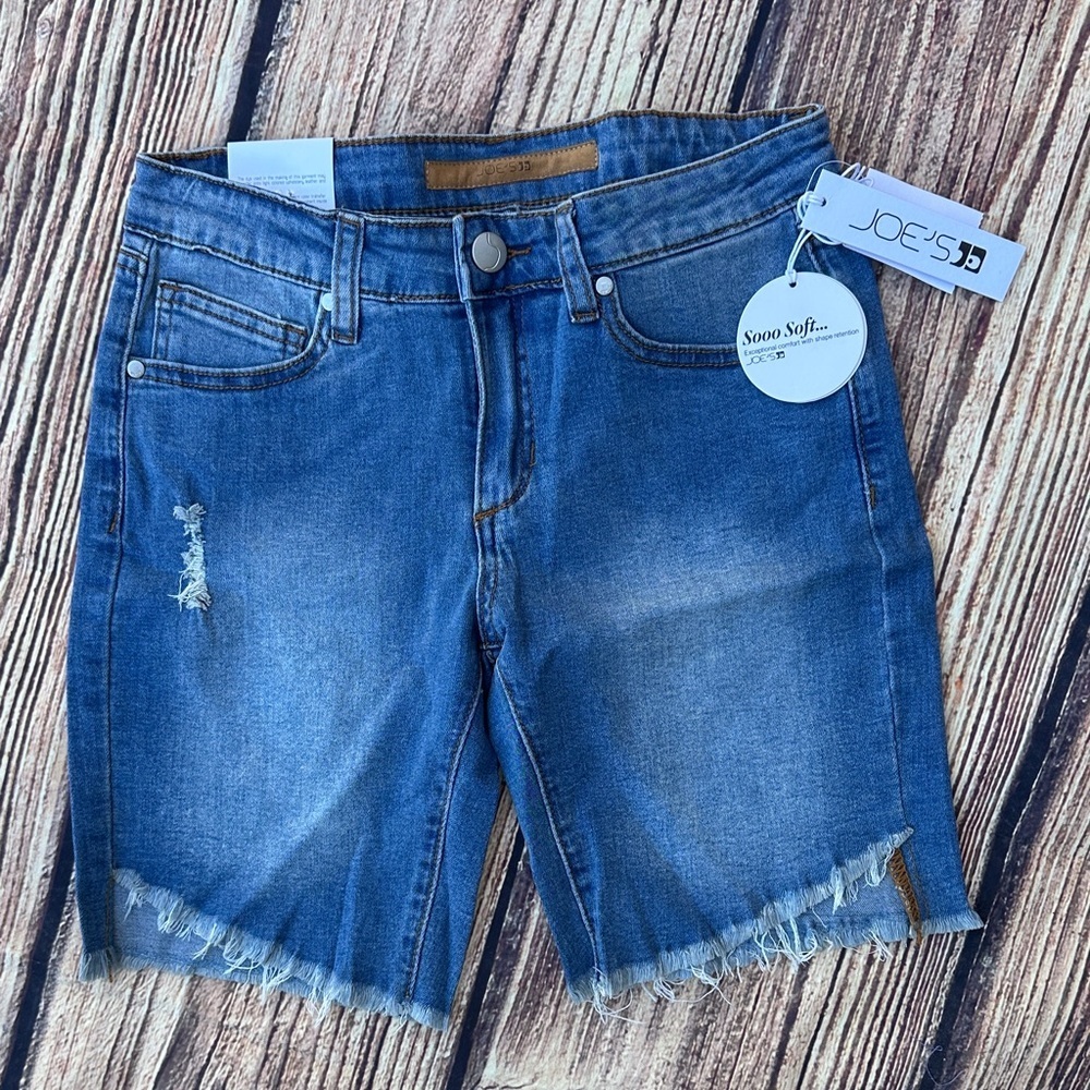 Joe's Jeans Distressed Blue Denim Shorts - Picture 2 of 7